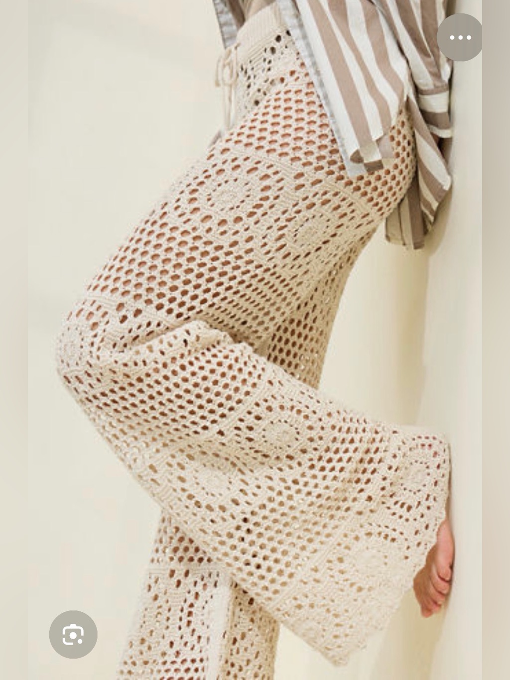 Nwt Aerie Open-Knit Crochet Beach Pants In Cream